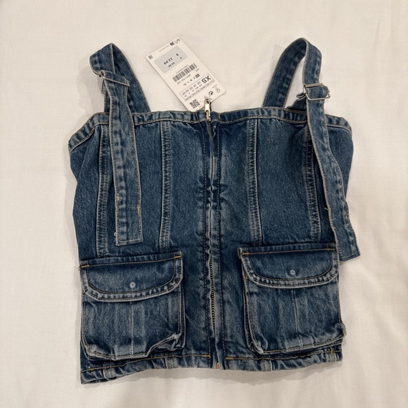 NEW Zara Denim Blue Tank Top - Picture 2 of 4